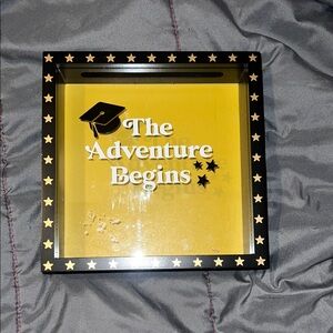Graduation Shadow Box with Black and Gold Stars